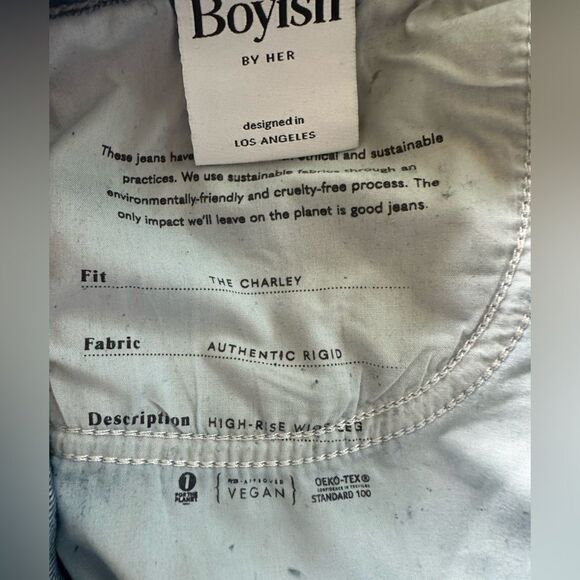 Boyish The Charley Wide Leg Jeans In Greed Rigid Fit High Waist Denim Size 32 - Picture 11 of 11